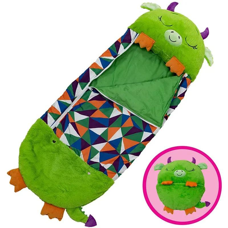 Kinder Cartoon Schlafsack Kissen Geschenk Kinder Plüsch Warm Schlafsack Tier Jungen Mädchen Weich Schlafsack 160x60cm blue