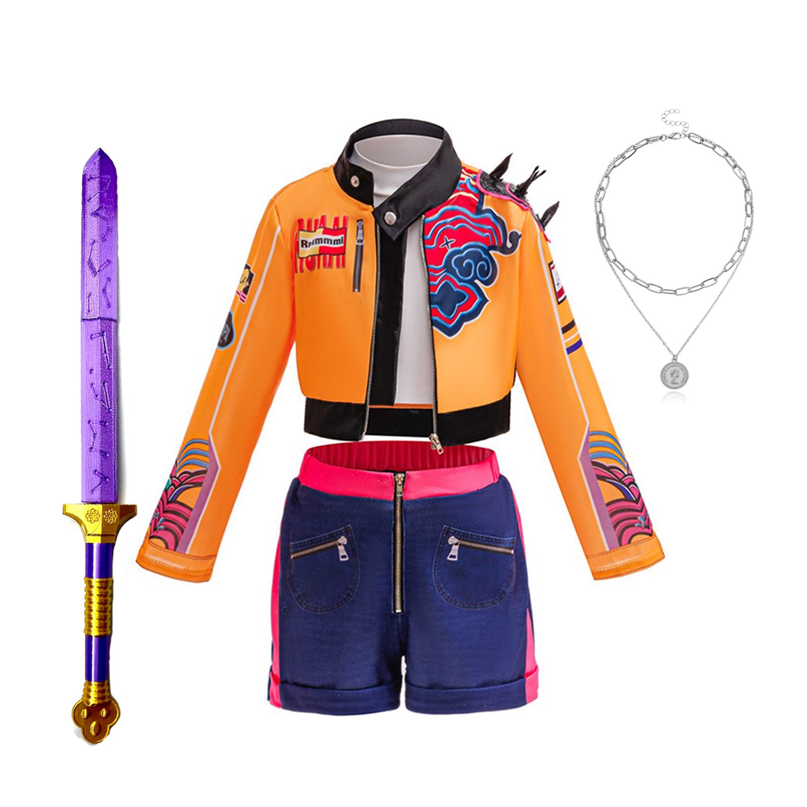 K-Pop Jäger Cosplay Rumi Sängerin Hunt'trix Verkleiden Mädchen Kostüme Kinder Party Karneval Size150(140-150cm)