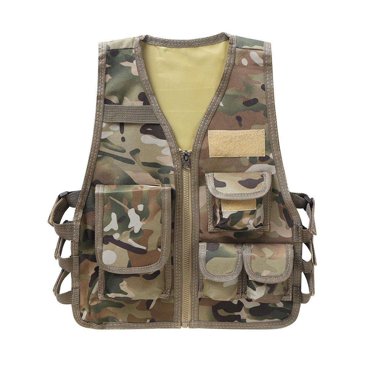 Verstellbare Kinderweste Trainingsjacke mit mehreren Taschen für CS-Spiel Outdoor Airsoft Spiel S camouflage