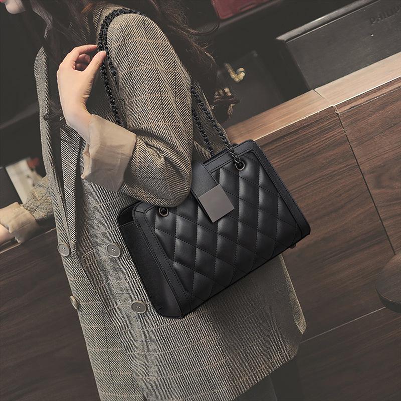 Neue Tasche für Damenhandtasche Umhängetasche Echtes Leder Kettentasche Kleine Tasche Modisch und vielseitig Ein-Schulter Achseltasche Kleine quadratische Tasche gray
