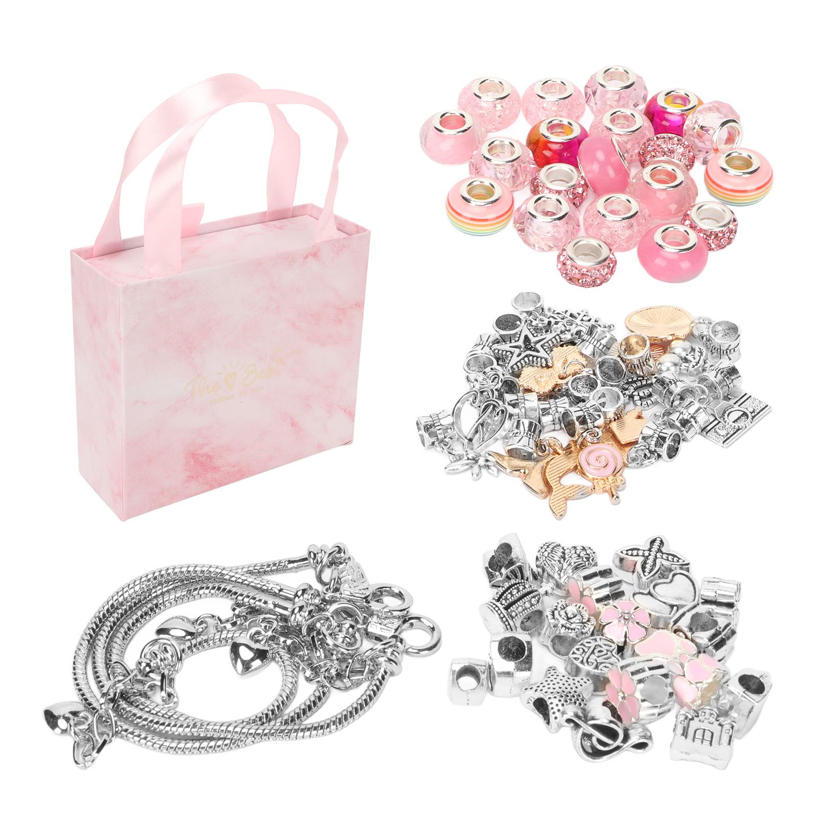 Armband-Herstellungsset, exquisites Basisarmband, Anhänger, große Perlen, farbige Perlen, DIY-Schmuckherstellung rosa