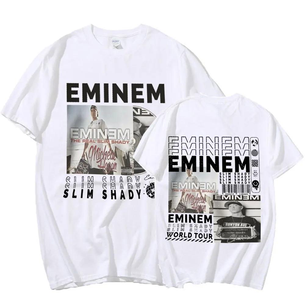 Rapper Eminem Musikalbum T-Shirt Welttournee Geschenk für Fan T-Shirt Männer Frauen Baumwolle Kurzarm Baumwoll-T-Shirt Tee Kleidung Oberteile XL white