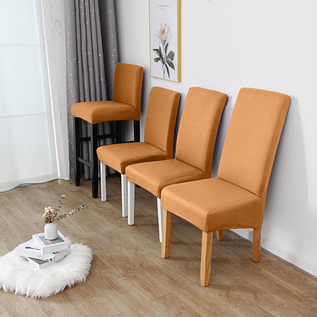 Einfarbige Spandex-Stuhlhussen, Stretch-Stuhlhussen für Esszimmer, Küche, Hochzeit, Büro, Hotel, Polyesterstoff XL(60-70cm) kamelfarben