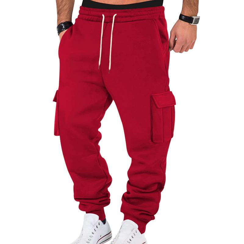 Herren Multi-Color Cargo Jogginghose mit Kordelzug Taille Seitentaschen Elastische Bündchen Lässige Jogginghose L