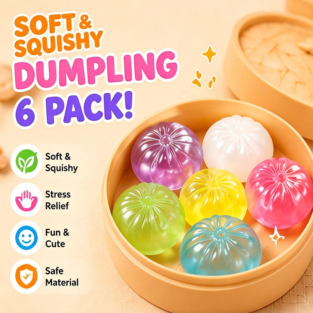 6 Stück Mini Glücks Bao Brötchen Squishy Knet-Fidget Sensorisch Langsam Aufgehend Anti-Stress-Abbau Büro Schreibtisch Gadget Neuheit Geschenkset