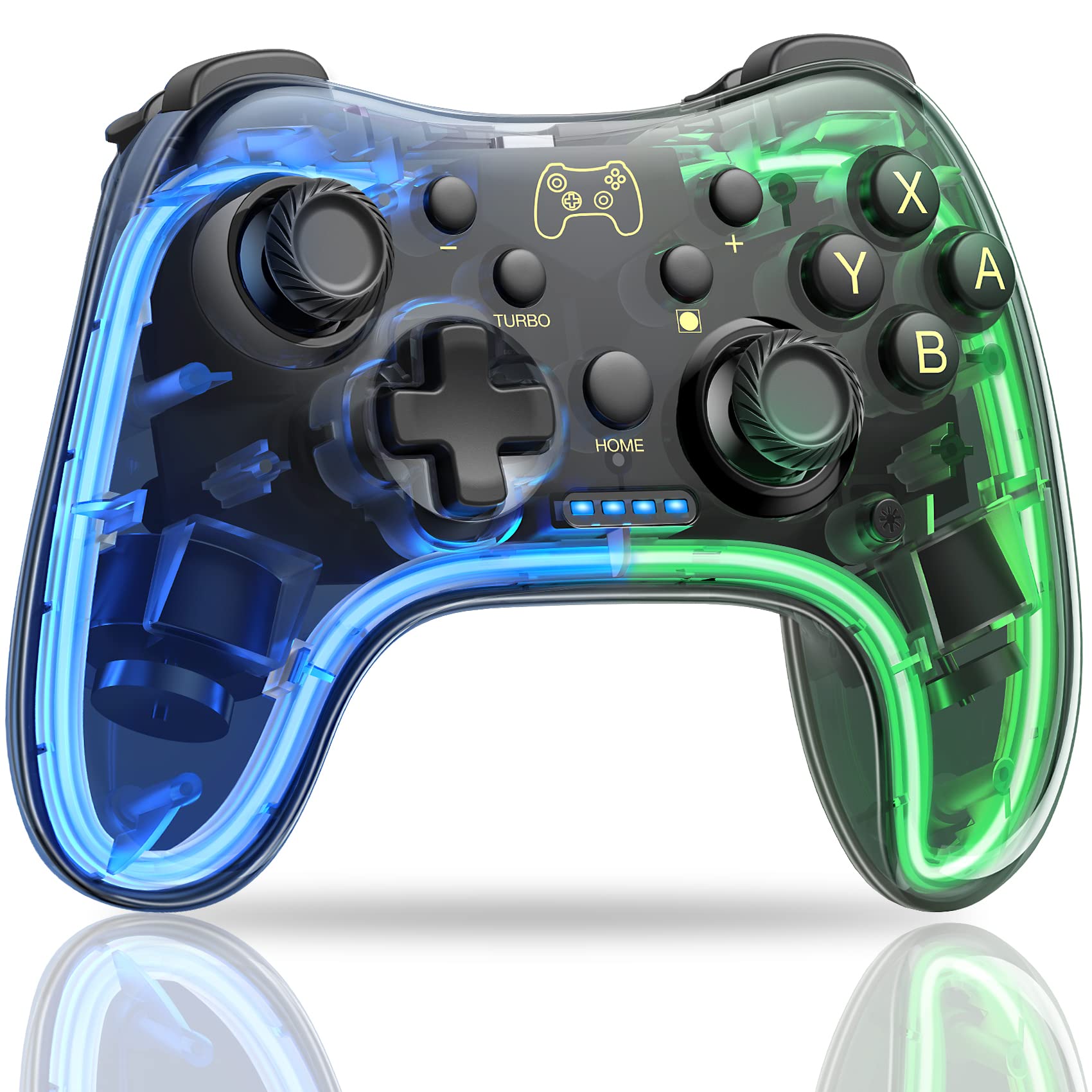 Switch-Controller RGB-Lichtschalter-Controller 3 Schritte Dauerfeuer Kabelloser Switch Pro-Controller Ausgestattet mit Gyrosensor 4-stufige Vibrationsweckfunktion braun