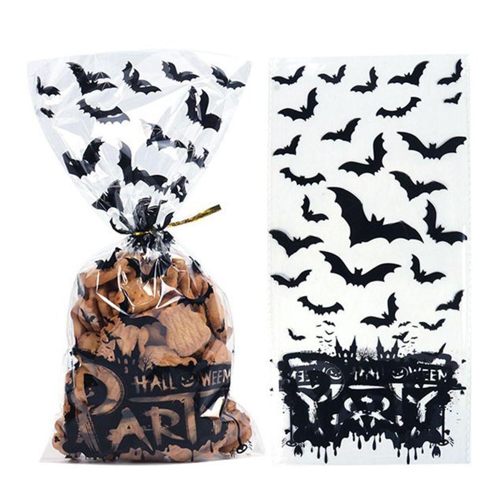 50 Stück Halloween-Zellophanbeutel, Halloween-Kürbis-Spinnen-Süßigkeiten, transparente Geschenktüten für süße Leckereien für Halloween-Partygeschenke 50PCS schwarz