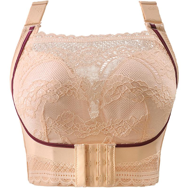 Große Größen Spitzen-BH Weiche Dessous Bügellose Dessous BH Raff-BH 36 38 40 42 44 46 48 50 CDE Cup 46/105C beige