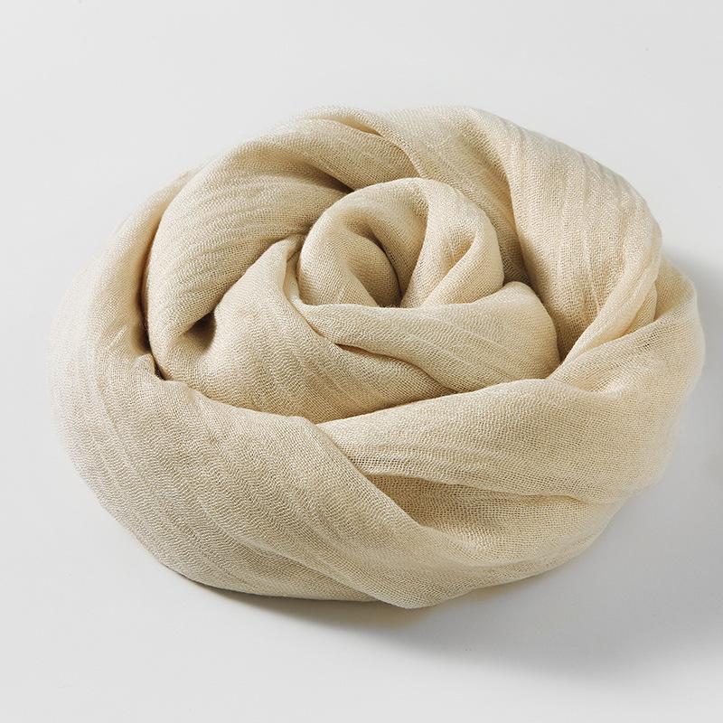 Weicher Baumwoll-Hanf-Schal Wickeltuch Langer Hijab Schal für Damen, Größe ist 95*195cm 95*195 cm beige