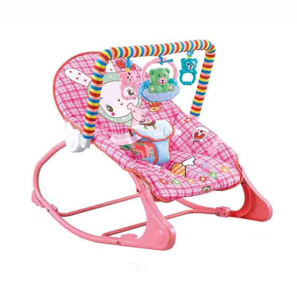 Tragbare Babywippe, beruhigender, vibrierender Babysitz, Babyschaukelstuhl für max. 18kg40lbs Babys Without Bed Net rosa