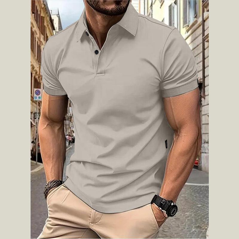 Herrenmode Sommer Polo T-Shirt Lässiges Atmungsaktives Oberteil Reverskragen Hals Kurzarm Bequemes Sport T-Shirt Yasheng 2XL licht grau