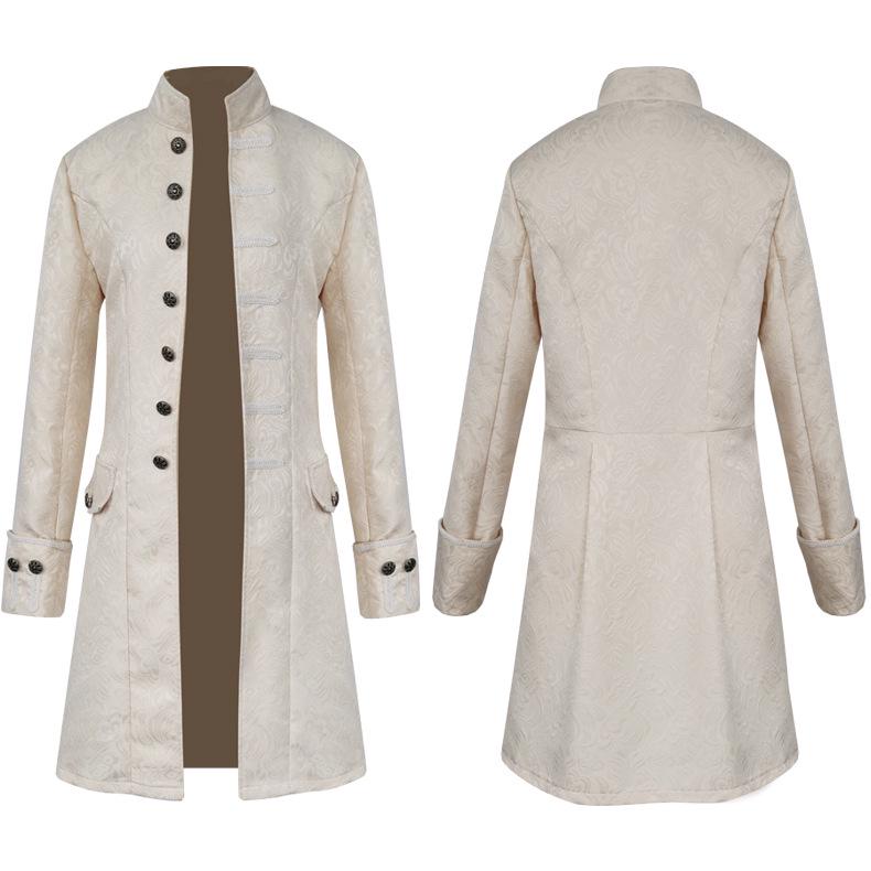 Herren-Gehrock aus Samt, Gothic, Steampunk, viktorianisch, mittelalterliche Renaissance, Hofritter-Uniform, Abendparty-Kostüme XL weiß