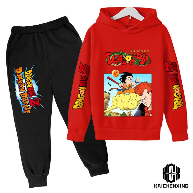 Anime Dragon Ball Z Hoodie Set Für Jungen Kleidung Kinder Hoodies Anime Kleidung Goku Hoodie Mädchen Sweatshirt Kinder 3-14y 140