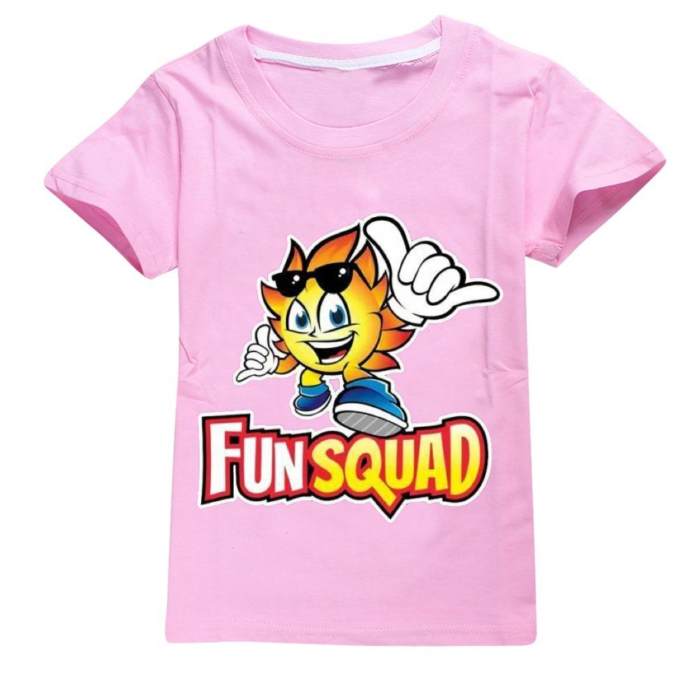 Neue Jungen Sommer Kleidung Kinder Cosplay Fun Squad Gaming T-shirt Pullover 100% Baumwolle Freizeit Mode Kinder Jungen Mädchen Tees Tops 110 rosa