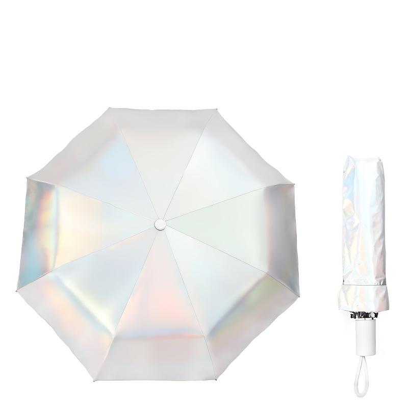Winddicht UV-Schutz Sommer Outdoor-Schirm Holografisch schillernd Faltbarer Schirm Farbverlauf Perlmuttglanz Sonnenschirm 8 Rippen Manuelles Sonnenschirm 1 piece pack