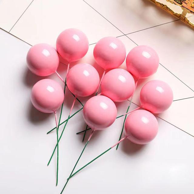 10 Stücke Kuchen Topper Gold Silber Ball Alles Gute Zum Geburtstag Kuchen Topper DIY Cupcake Flagge Hochzeit Dekor Weihnachten Ball Geburtstag dekoration 2cm rosa