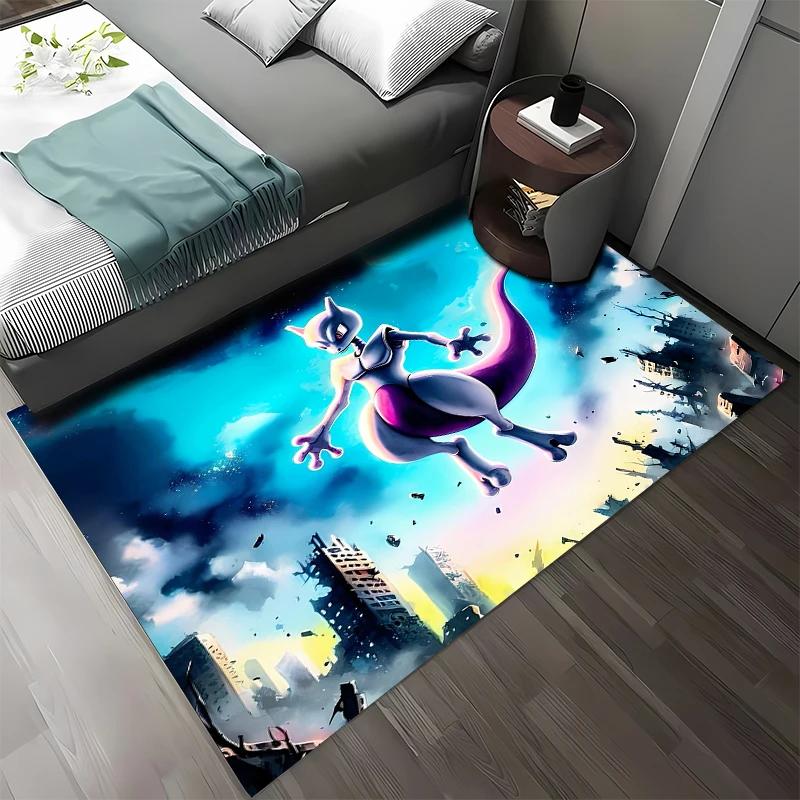 15 Größen Pokemon-Mewtwo Muster Teppiche Schlafzimmer Spielmatten Schlafzimmer Dekor Teppich Wohnzimmer Sofateppich Krabbeldecke Weihnachtsgeschenke 50x80cm (20x31in)