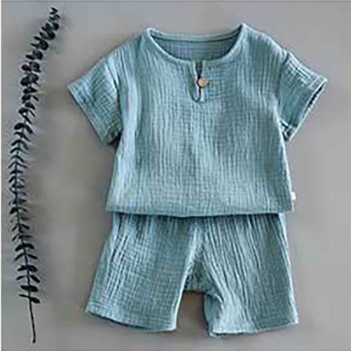 Baumwolle Baby Sets Freizeit Sport Mädchen Jungen T-shirt + Shorts Sets Kleinkind Kleidung Baby Junge Mädchen Kleidung 100 blau