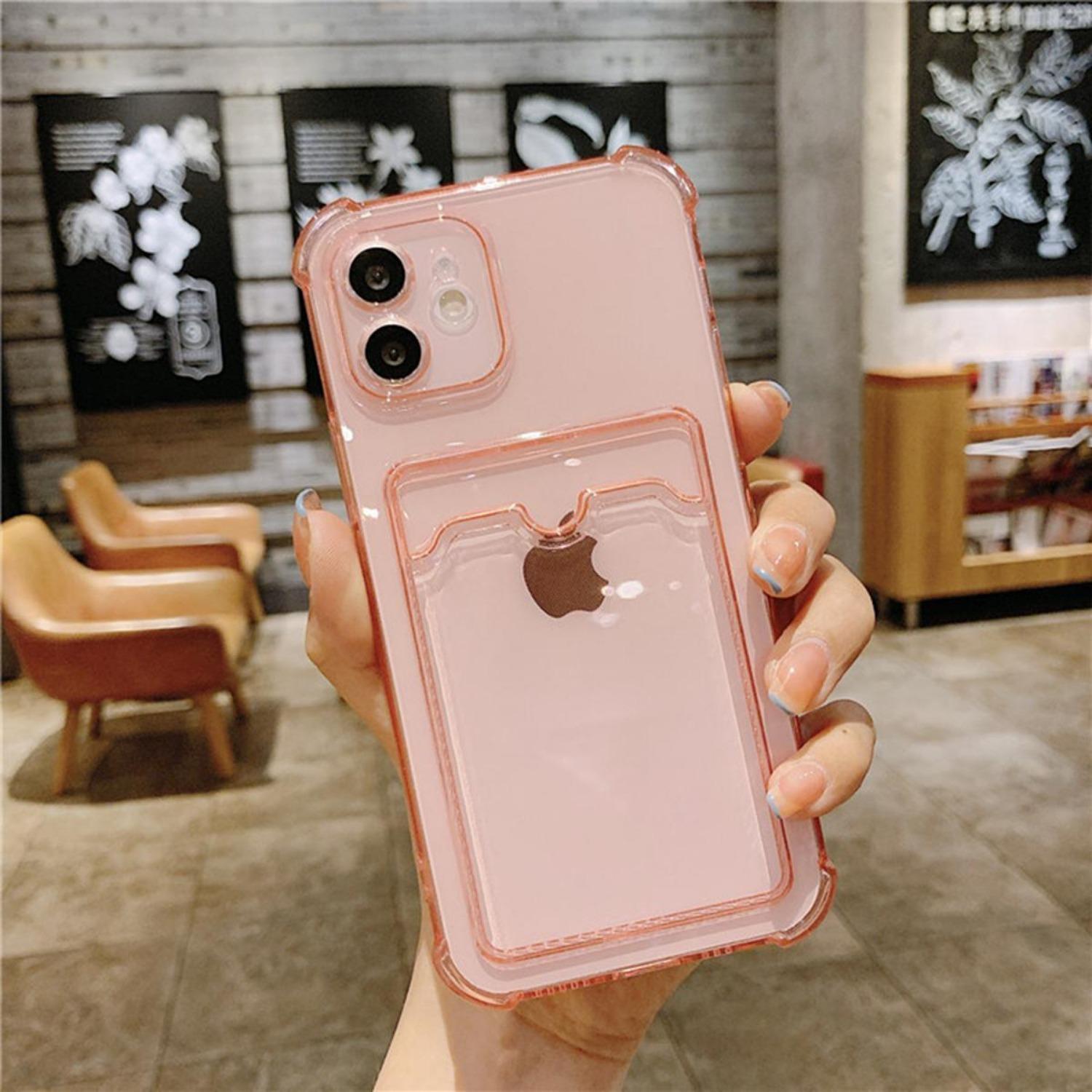 Klare Kartenfach Tasche Halter Handyhüllen Für OPPO Realme C67 C65 C63 C61 C55 C51 C35 C33 C30s C25Y C21y C15 Stoßfest Transparent Tasche Rückseite realme Note 60 rosa/reinfarbig