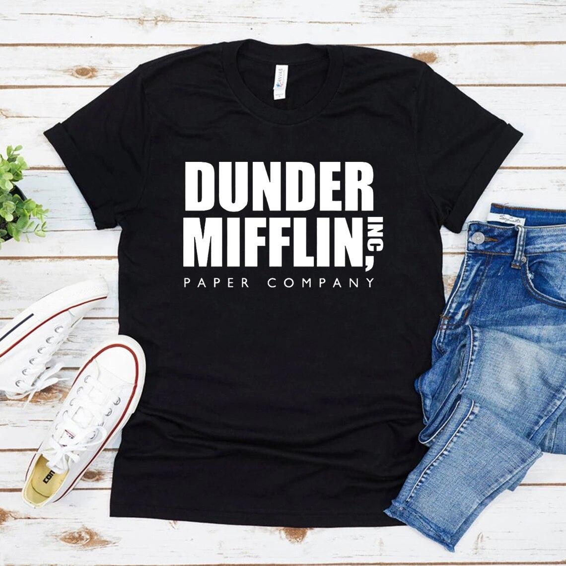 Dunder Mifflin T-Shirt Das Büro Geschenk Dwight Schrute Shirt Lustige TV-Show T-Shirt Dunder Mifflin Paper Company Unisex T-Shirts Tops M schwarz