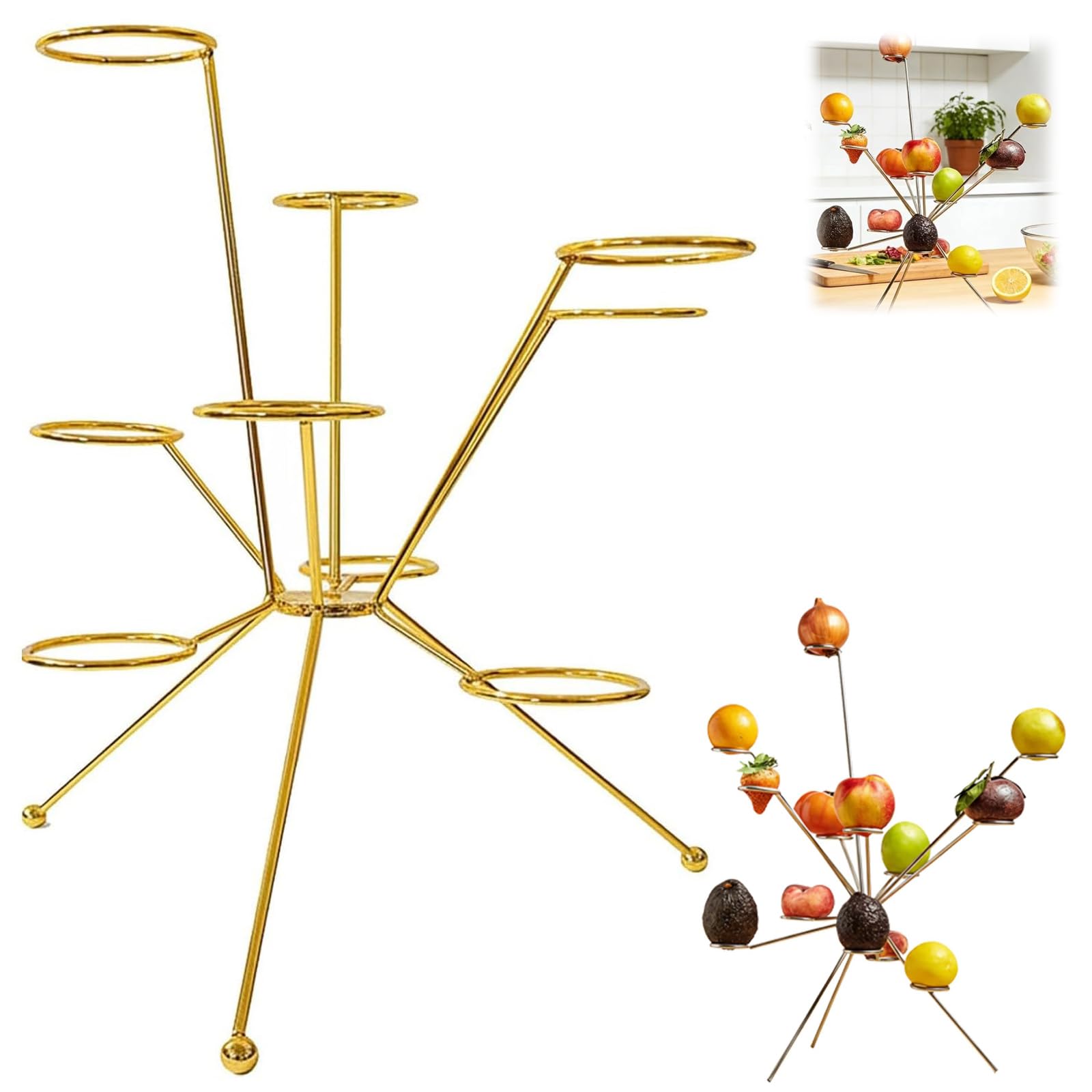 Explodierende Obstschale, Feuerwerk Esstisch, Moderner Metall-Obstständer, Kreatives künstlerisches 360°-Mehrarm-Präsentationsregal, Tafelaufsatz für Küchentheke One Size gold
