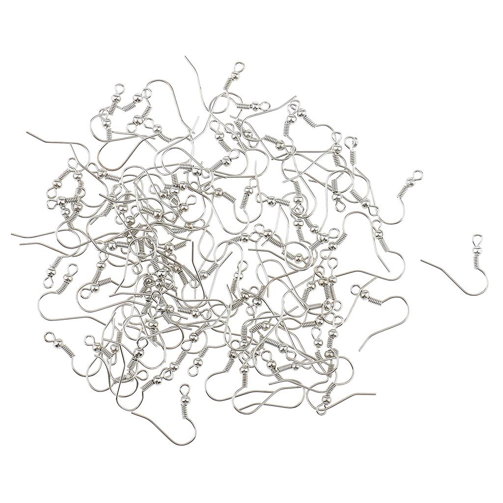 100 Stücke Ohr Draht Haken Spule DIY Schmuck Erkenntnisse Ohrring 20 x 20mm silber