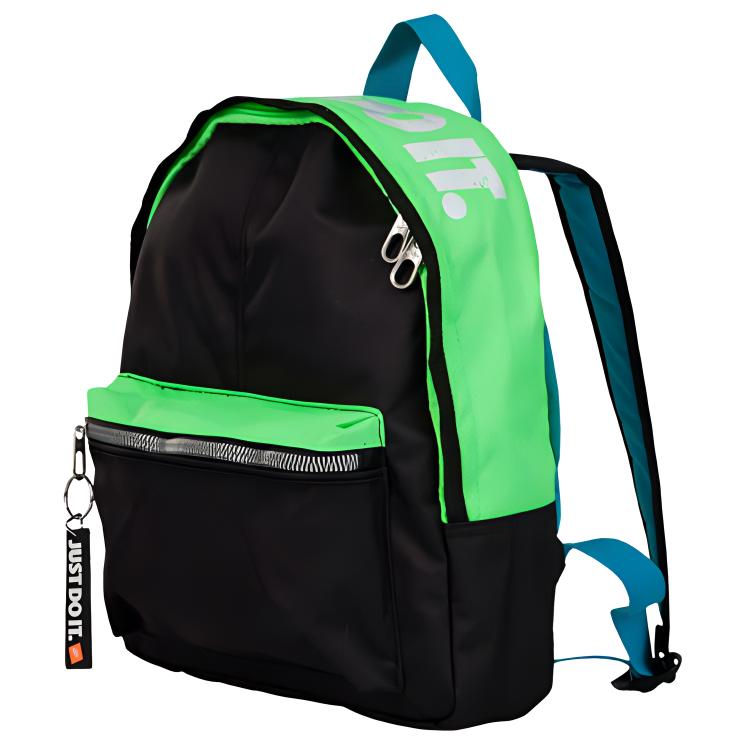 Nike Sport Freizeit Reißverschluss Verstellbarer Schultergurt Polyester Rucksack Herren Rucksack Schwarz Grün BA4606-031 Black/Green