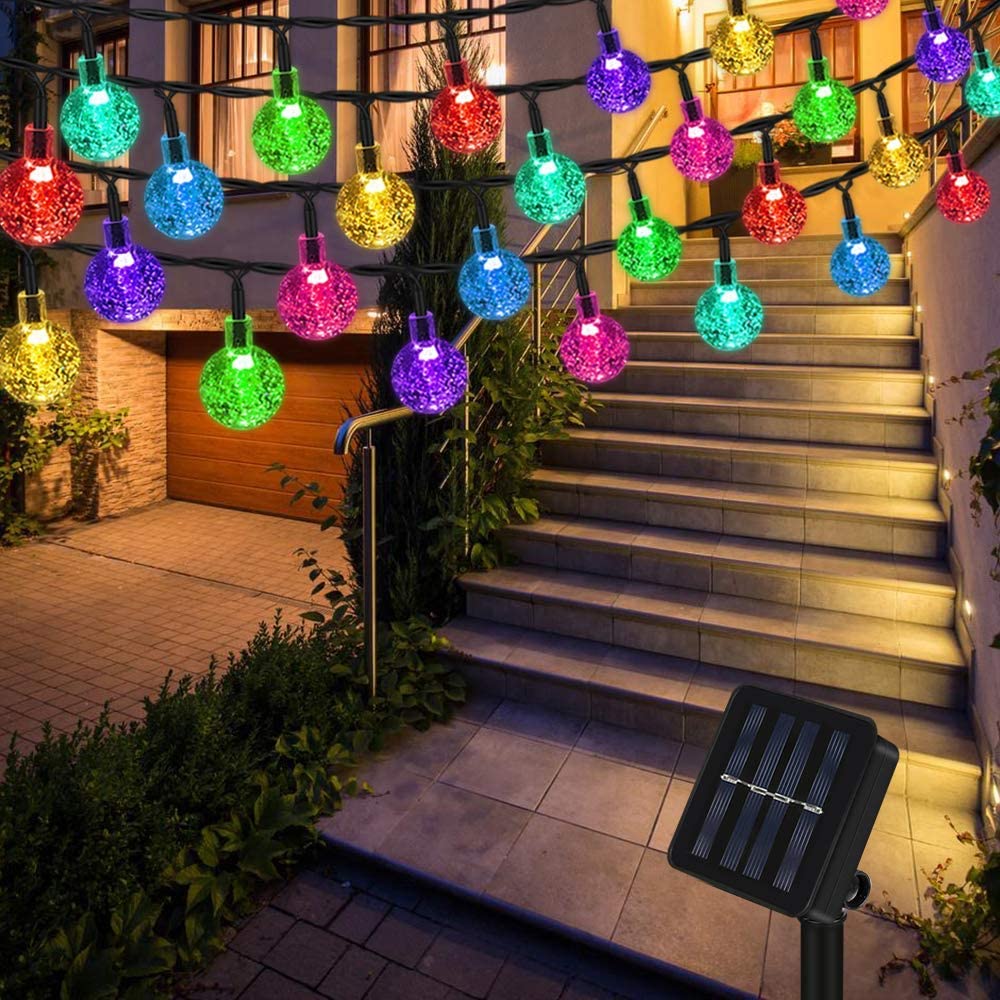 Solar-Lichterkette für den Außenbereich, wasserdicht, Solar-Garten-LED-Lichterkette, solarbetrieben, batteriebetrieben, für Partybäume, Terrasse, Weihnachten, Hochzeit, Dekoration 30LED-6M
