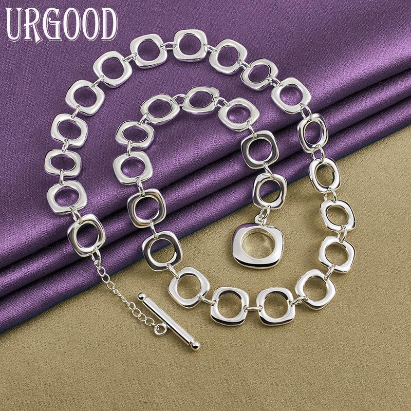 925 Sterling Silber Quadratische Kette 20 Zoll Damen Halskette Hochzeit Modeschmuck 50cm