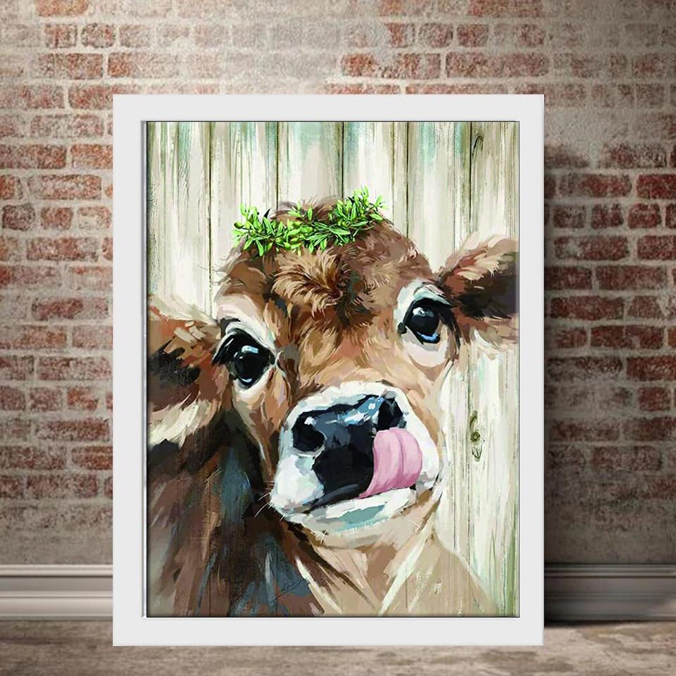 5D Diy Diamant Malerei Cartoon Süßes Kalb Kreuzstich Set Voller Diamant Stickerei Mosaik Kunst Bild von Strass Dekor Geschenk Full Round 20x30cm