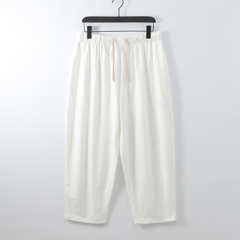 Hose Große Größe Sommer Herren Baumwolle Große Größen Weite Bein Leinenhose Übergroße Joggerhose Männliche Plus Size Lose Hose 8XL weiß