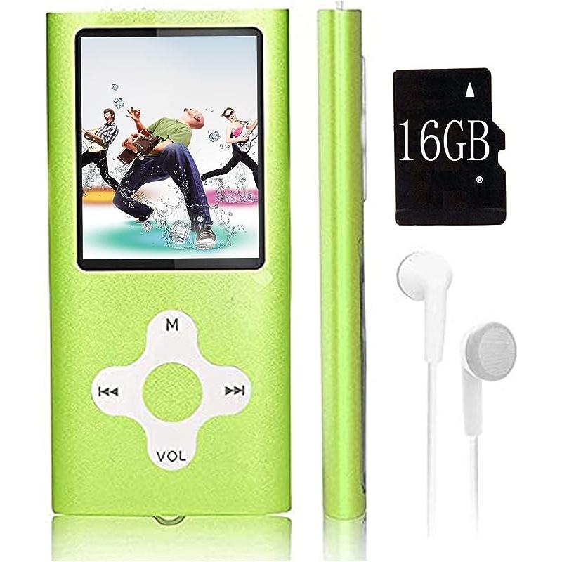 MP3-Player, Musik-Player mit einer 16-GB-Speicherkarte, tragbarer digitaler Musik-Player/Video/Sprachaufzeichnung/UKW-Radio/E-Book-Reader/Fotobetrachter/1,8 grün