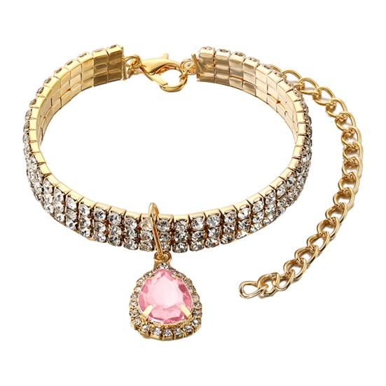 Funkelnde Strass-Halskette für Haustiere, verstellbar, stilvoller Anhänger, Schmuck für Katzen und Hunde, Halskette für Haustiere rosa
