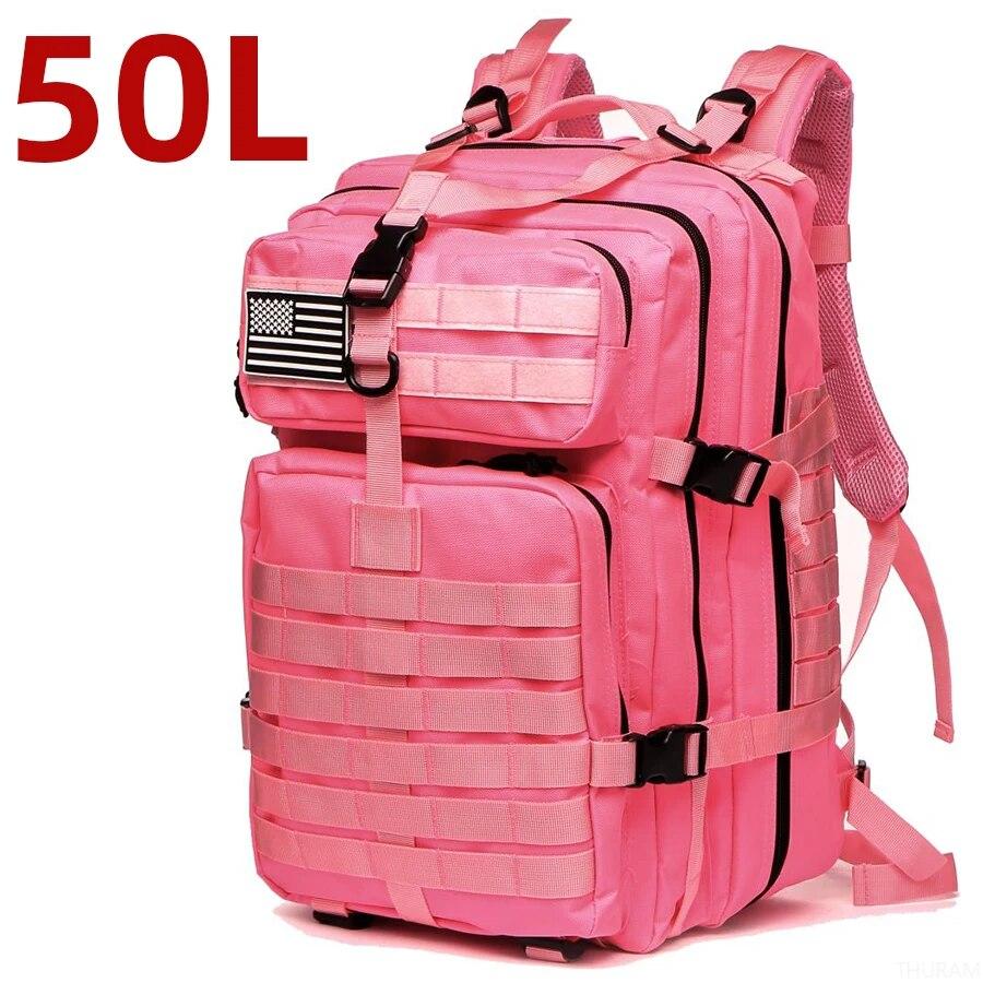 25L/50L 1000D Nylon Wasserdichte Trekking Angeln Jagd Tasche Rucksack Outdoor Militär Rucksäcke Taktische Sport Camping Wandern 50 Liters rosa