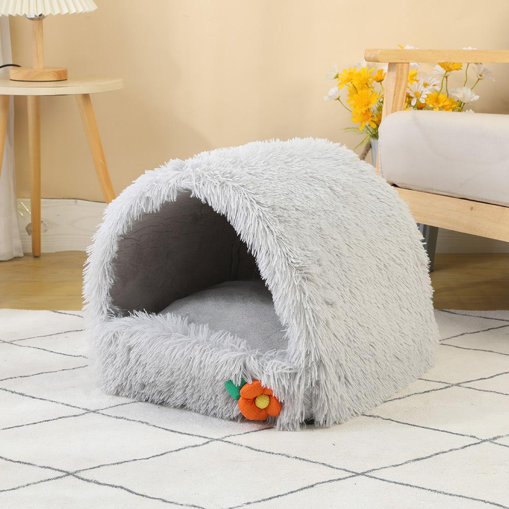 Four Seasons General Pet Litter Halbgeschlossene Katzenstreu Plus Warm Pet House Hundestreu Komprimierbares Katzenbett 40*40CM