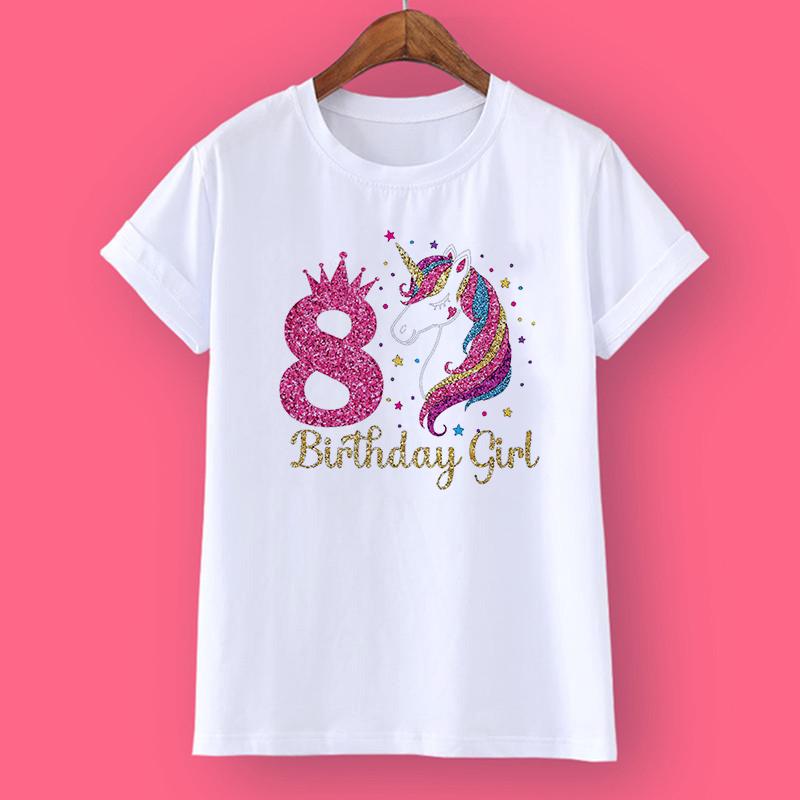 Einhorn-Geburtstags-Shirt, 1–12 Geburtstags-T-Shirt, wildes T-Shirt, Mädchen-Party-T-Shirt, Einhorn-Themen-Kleidung, Kinder-Geschenke, modische Tops, T-Shirt 110cm