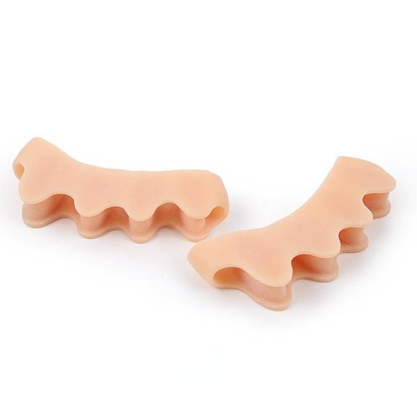 1 Paar Silikon-Zehenspreizer, Glätteisen, Zehenkorrektur, Abstandshalter, Spreizer, Bahre zur Linderung von Ballenzehen, Hammerzehen, Zehenkorrektur hellbraun