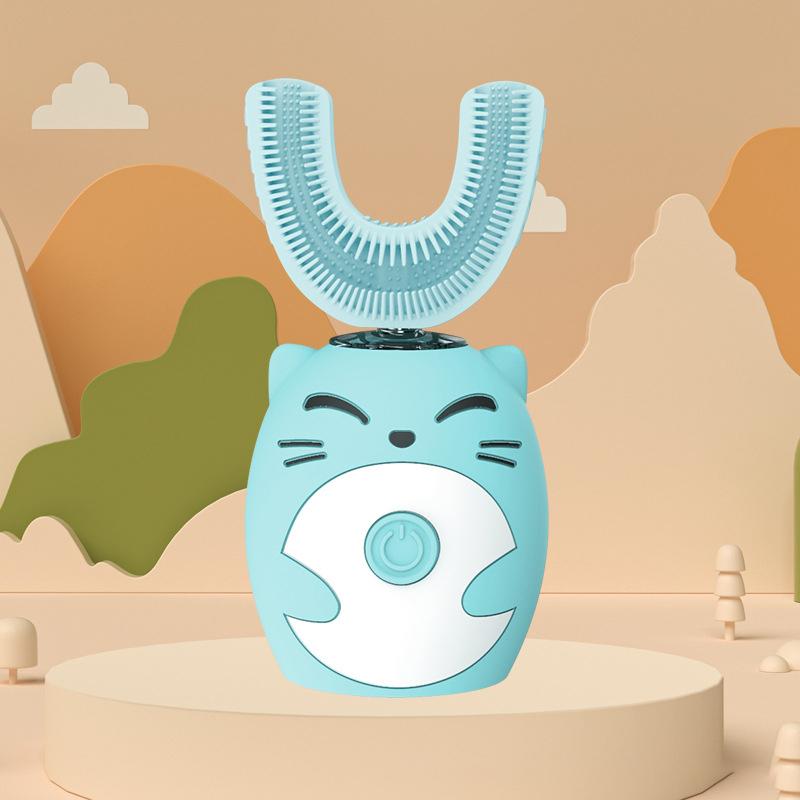 360° Zahnreinigung, U-Typ, elektrische Zahnbürste, automatische intelligente Ultraschall-Zahnbürste, 3 Modi, USB-Aufladung, IPX7 wasserdicht, für Erwachsene/Kinder Child-7~15years old blau