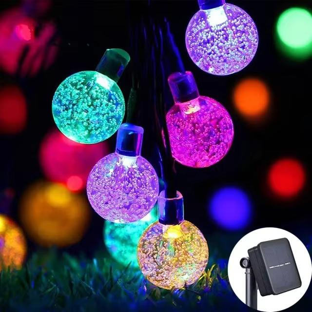 Solar Kristallkugel Lichterkette Wasserdicht Outdoor LED Lichterkette mit 8 Modi für Garten Terrasse Hof Weihnachtsbaum Party Dekoration 4.5M 30LEDs bunt