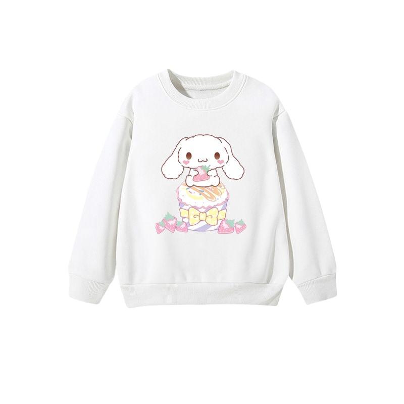2025 MINISO Kinderbekleidung Niedliche Cinnamoroll Hoodies Cartoon Anime Peripherie Jungen und Mädchen Rundhals-Pullover für Frühling und Herbst 120 graue