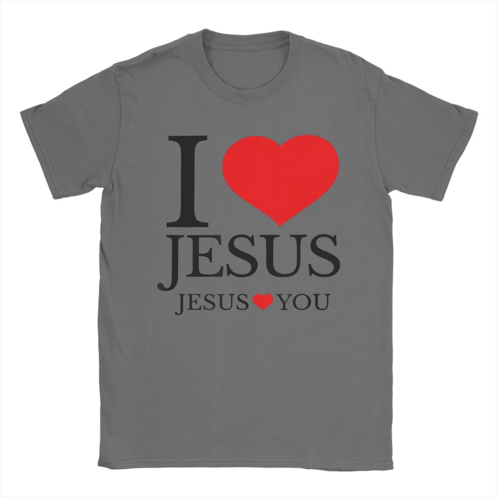 ICH LIEBE JESUS JESUS LIEBT DICH CHRISTLICHE T-SHIRTS Sommer Lustige T-Shirts Baumwolle Hipster T-Shirt für Männer Kurze Ärmel Freizeit T-Shirts 4XL