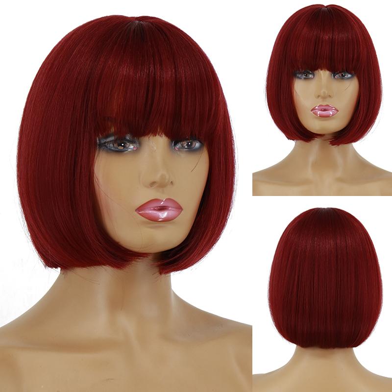 LISI HAIR Kurze Bob-Perücke mit Pony für Damen, synthetische Bob-Perücken, schwarze Perücke für Party und täglichen Gebrauch, schulterlange Cosplay-Bunte Perücke 118-39A