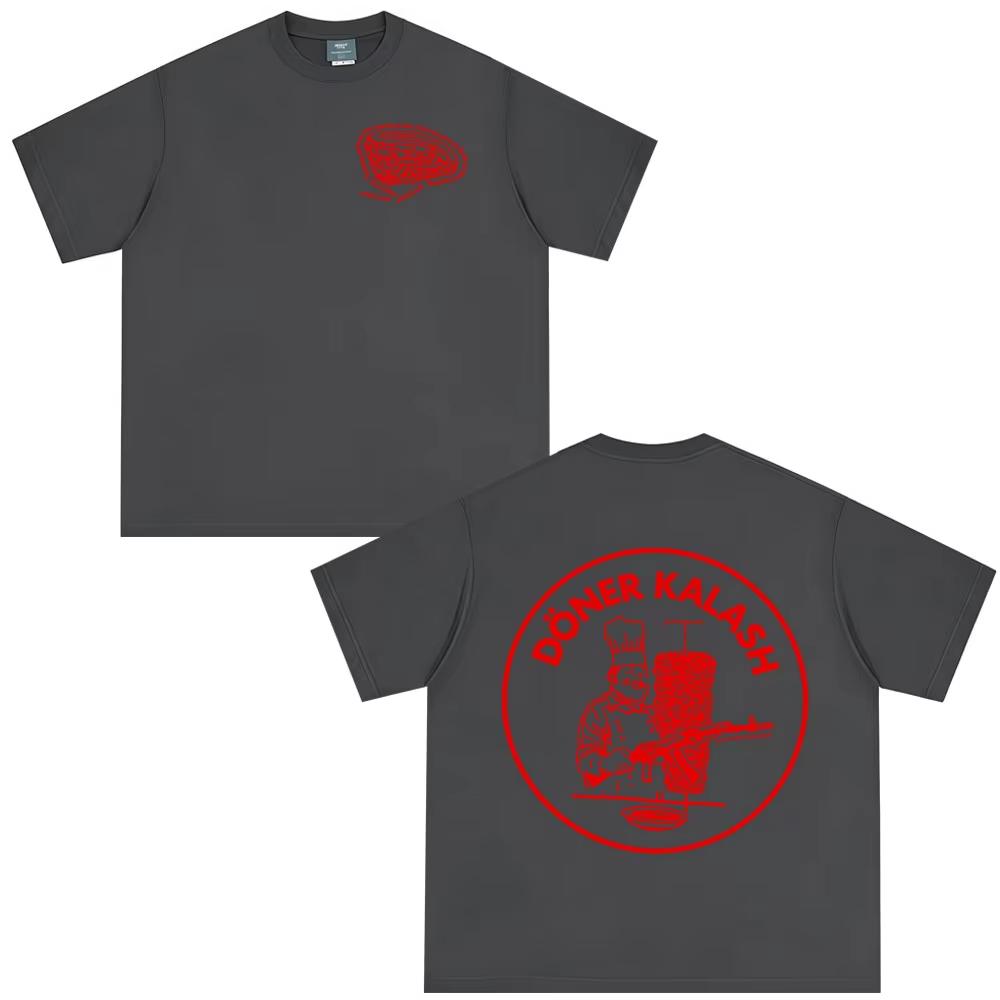 Döner Kebab Kalash Lustiges T-Shirt Herren Damen Kleidung Baumwolle Lässig Oversized Kurze Ärmel T-Shirt Harajuku L red