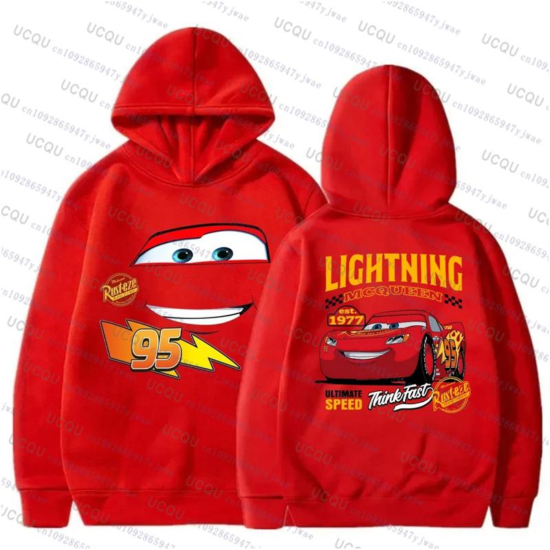 Fun Cars Lightning McQueen 95 Print Kapuzenpullover Mode Herbst Winter Herren Damen Lässige Pullover Hoodies Baumwollkleidung 2XL
