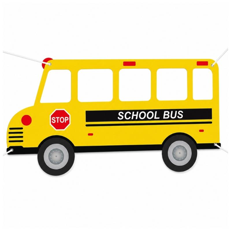 Erster Schultag Foto Requisiten, Gelber Bus Foto Booth Hängende Banner mit Gruppen Ausschnitt Fenster, Selfie Rahmen für Zurück zur Schule Party Zubehör 1 yellow