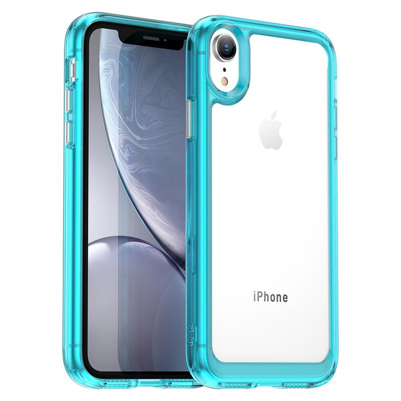 Für iPhone XR Hülle iPhone X XR XS Max Hülle Stoßfest Bunte Weiche Kante Silikon Transparent Bumper Für iPhone XR 6,1 Zoll For iPhone XS see-blaue