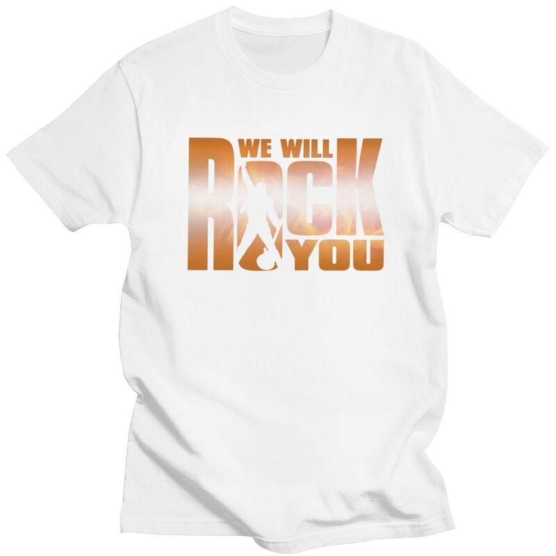 Individuelle We Will Rock You T-Shirts für Herren 100% Baumwolle T-Shirts Queen Rockband T-Shirts Kurzarm Mode T-Shirt Kleidung 2XL beige