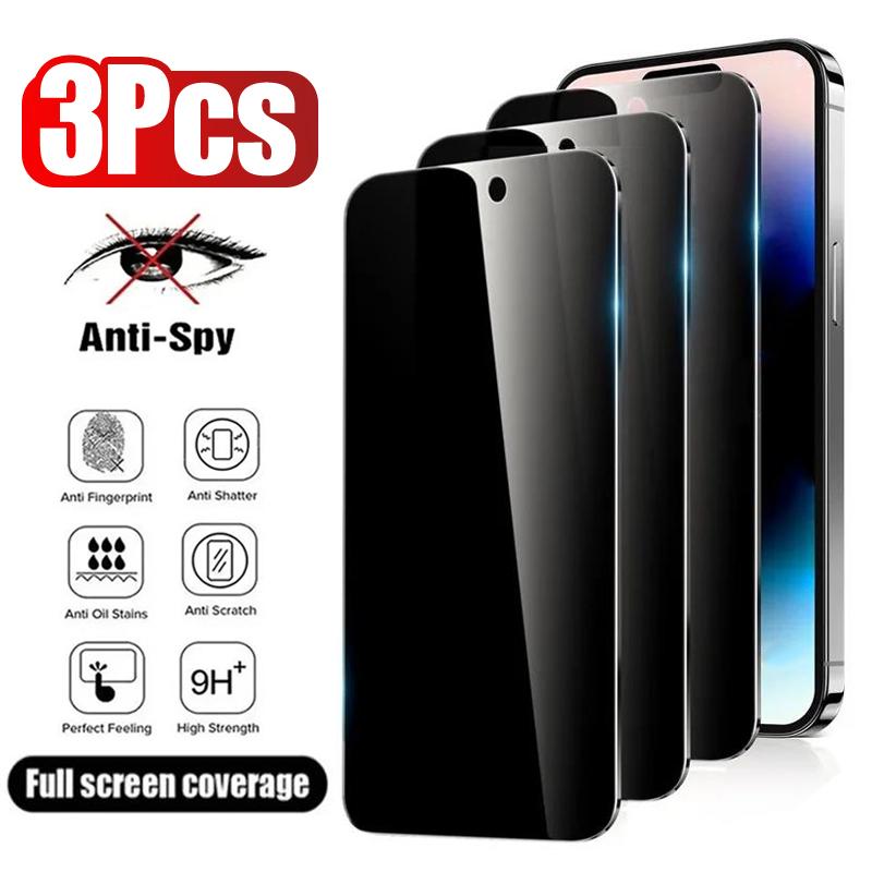 3 Stück Anti-Spionage-Glas für IPhone 17 16 15 14 13 12 11 Pro Max Blickschutzfolie für IPhone 13Mini 14Plus 14Pro Glas 15 16e iPhone 17 pro max reinfarbig