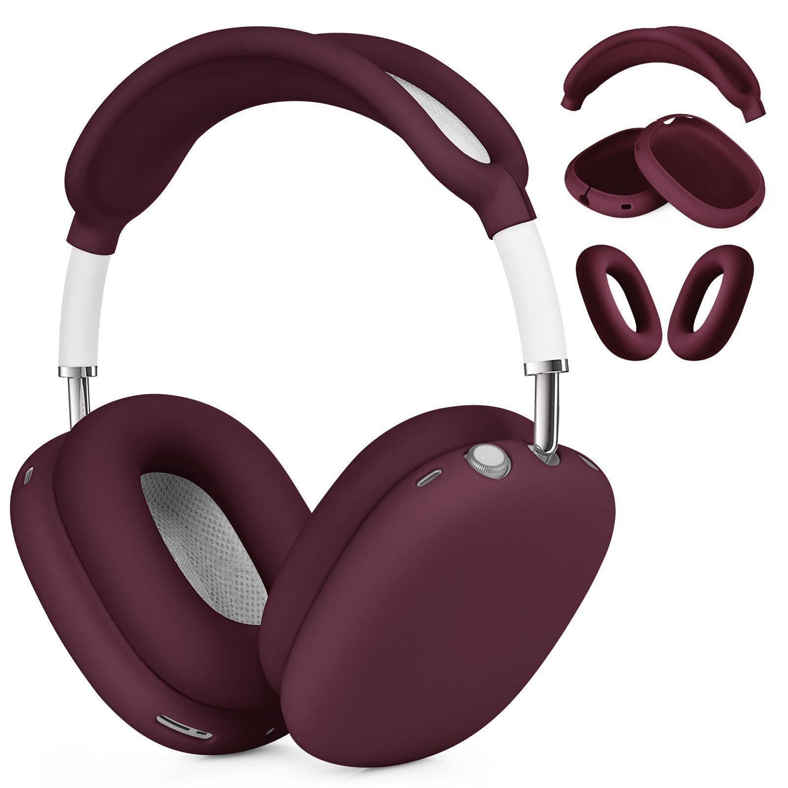 AirPods Max Silikon-Schutzhülle: Kopfmontiertes Bluetooth-Headset-Gehäuse three piece set bordeaux