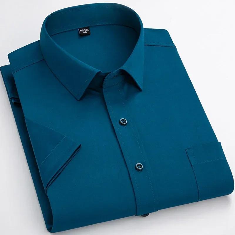Herren Business Kurzarmhemden Elegant Einfach Stretch Bügelfrei Büro Formell Freizeit Standard Herren Arbeitskleidung Hemd 41